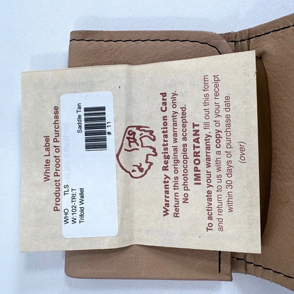 TLS Wallets Trifold Wallet Saddle Tan Buffalo Leather Handcrafted New wih Box‎